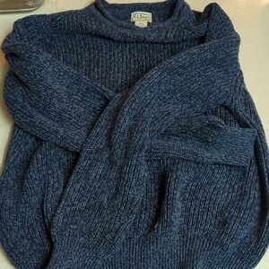L.L. Bean Men's Blue Rollneck Waffle Crew Sweater L